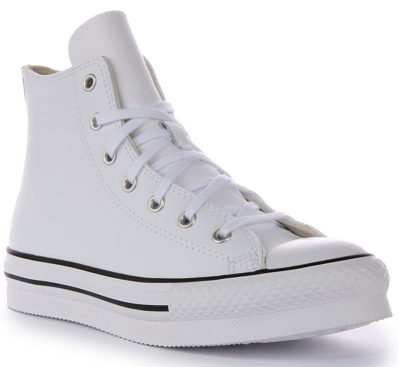 Converse All Star Lift A02486C In White Leather For Junior