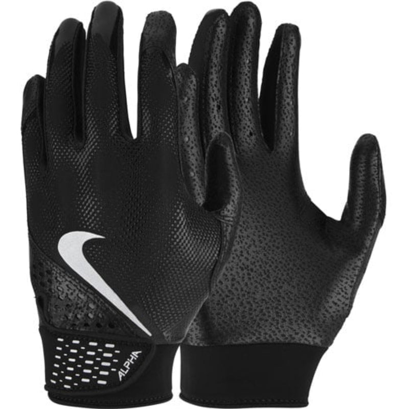 Nike Alpha Youth Batting Gloves – Black & Silver Baseball & Softball Gloves