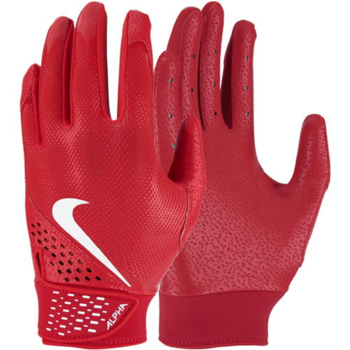 Nike Alpha Youth Batting Gloves – Black & Silver Baseball & Softball Gloves