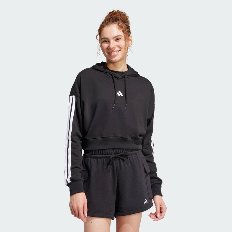 Women's adidas Essentials 3-Stripes French Terry Crop Hoodie