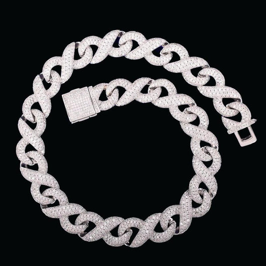 15mm Infinity Cuban Link Iced Out Diamond Necklace Chain