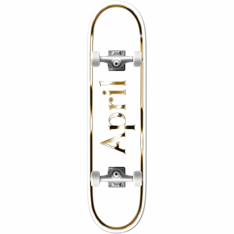April OG Logo Golden White Skateboard Complete 8"