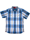 Mens Short Sleeve Button Down Plaid Shirt