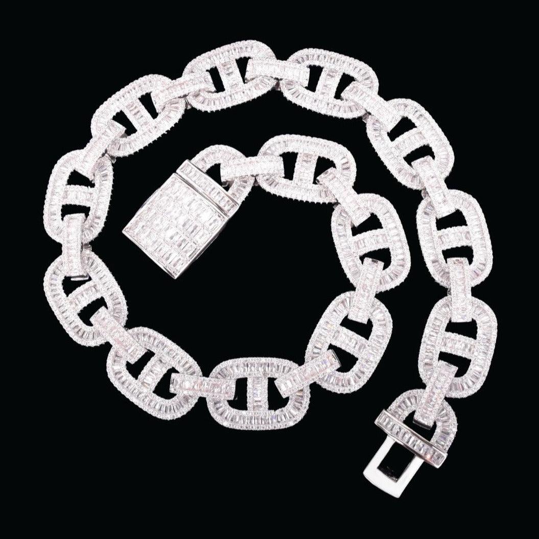 14MM Baguette Miami Cuban Link Iced Out Diamond Necklace Chain