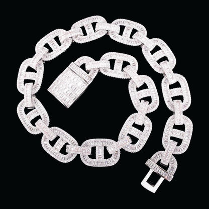 14MM Baguette Miami Cuban Link Iced Out Diamond Necklace Chain