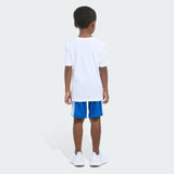 Kids' adidas Two-Piece Short Sleeve Graphic Cotton Tee and 3-Stripes Shorts Set