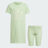 Kids' adidas Summer Allover Print Tee Dress and Cycling Shorts Set