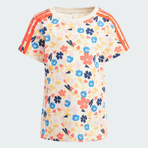 Kids' adidas Floral Cycling Shorts and Tee Set