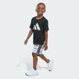 Kids' adidas adidas Two-Piece Short Sleeve Cotton Tee and Elastic Waistband Printed Shorts Set