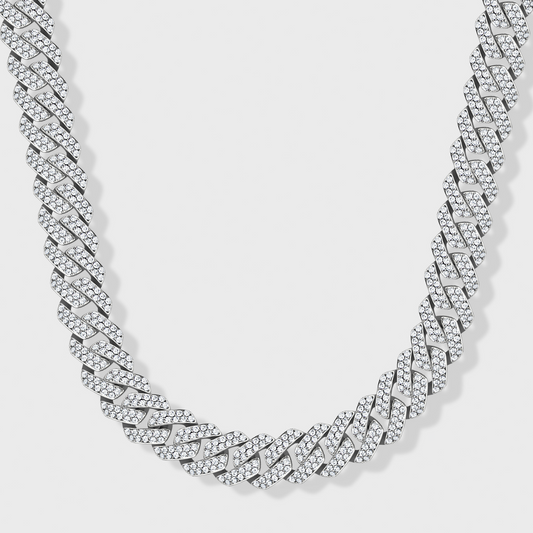 Iced Prong Cuban Chain (Silver) - 10mm