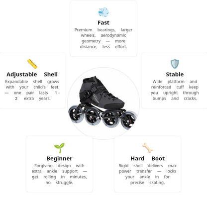 Powerslide Triple X Evo Dark Grey adj. Racing Kids Skates