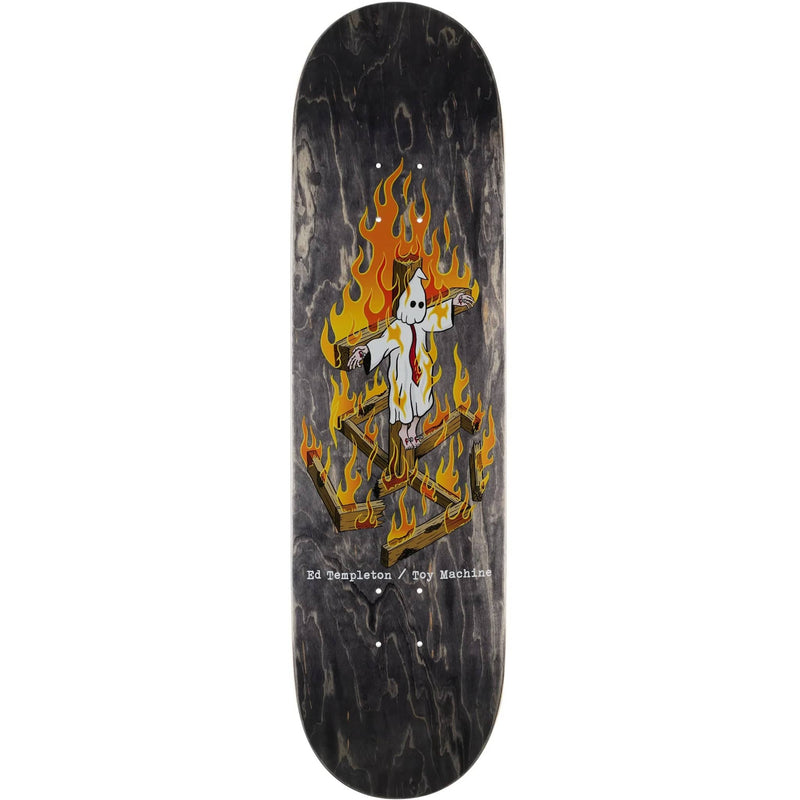 Toy Machine Templeton Charred Cross Skateboard Deck Black Stain 8.5"